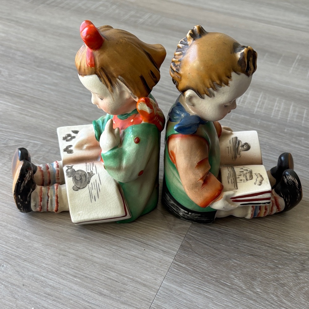 Pair of Vintage Hummel Goebel “Bookworm” Bookends, Made in Germany